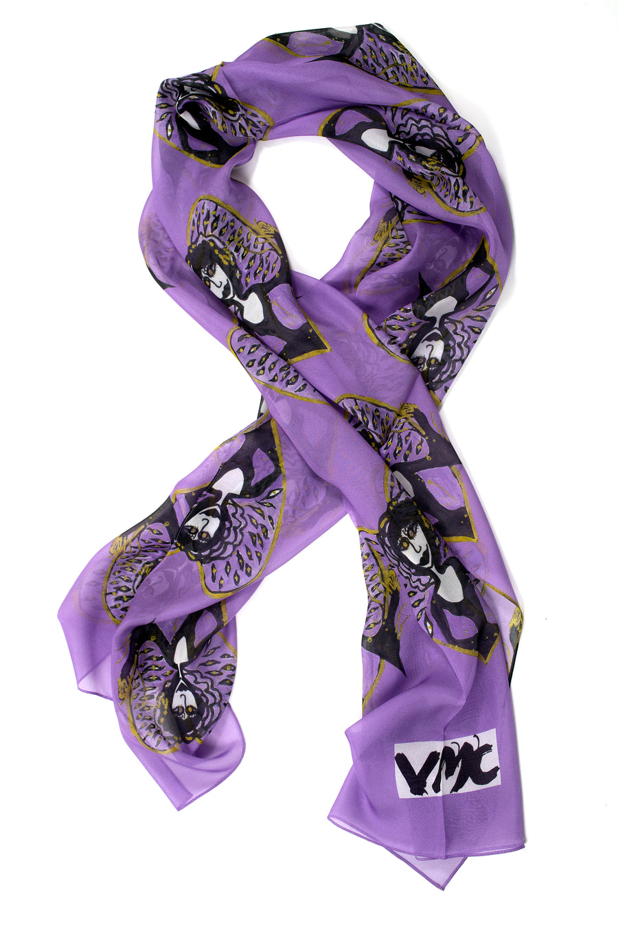 Violetrea long silk georgette scarf