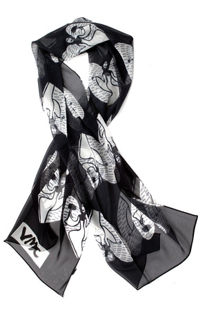 Black Gaelitrea Chiffon scarf