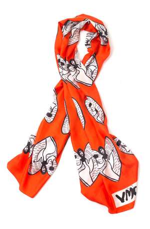 Gaelitrea the Inner Guidance Angel long silk scarf red (Collection Number One)